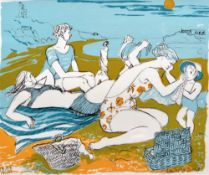 CLAUDIA WILLIAMS limited edition (17/50) coloured print on Curwen Chilford paper - leisurely figures