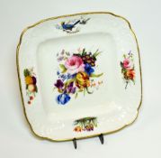 NANTGARW PORCELAIN - square dessert dish from the Brace-service, the border moulded with c-scrolls