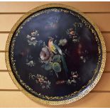 PONTYPOOL JAPANNED WARE - late eighteenth century circular tray with pierced gallery border, the