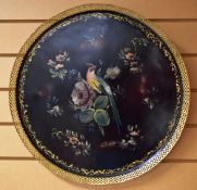 PONTYPOOL JAPANNED WARE - late eighteenth century circular tray with pierced gallery border, the