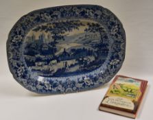 SWANSEA CAMBRIAN POTTERY - transfer printed blue and white meat plate with the 'Ladies of