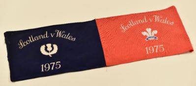 RUGBY UNION TOUCH-JUDGE FLAG FOR SCOTLAND v WALES 1975 Condition: embroidered to both sides - blue