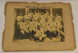 ORIGINAL BLACK AND WHITE MOUNTED PHOTOGRAPH OF ENGLAND TEAM TO PLAY IRELAND 1902