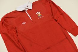 A 1975 WALES INTERNATIONAL RUGBY UNION SQUAD JERSEY FROM JAPAN TOUR Condition: excellent, no