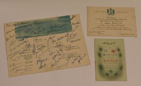A SIGNED 1953 CARDIFF RFC v NEW ZEALAND MENU & INVITATION TOGETHER WITH A 1908 WALES v SCOTLAND