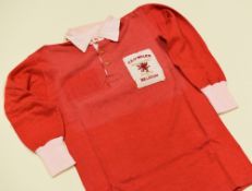 1949-50 WALES INTERNATIONAL FOOTBALL JERSEY MATCH-WORN BY AUBREY POWELL v BELGIUM Condition: