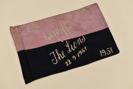 RUGBY UNION TOUCH-JUDGE FLAG FOR CARDIFF v THE LIONS 22.9.1951 Condition: overall excellent, small