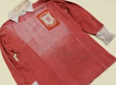 WALES V ENGLAND AMATEUR SOCCER JERSEY FROM 1951, MATCH-WORN BY IDWAL ROBLING Condition: some