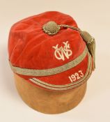 RARE 1923 WELSH CIVIL SERVICE RUGBY UNION CAP AWARDED TO DANNY DAVIES OF CARDIFF RFC Condition: