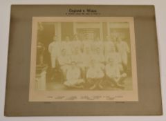 MOUNTED ORIGINAL BLACK AND WHITE PHOTOGRAPH OF 1904 ENGLAND RUGBY UNION TEAM TO PLAY IRELAND
