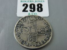 A 1707 E silver half crown (mint mark South Sea Company)