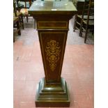 A good inlaid rosewood pedestal stand with boxwood line inlay, ribbon and floral inlaid front