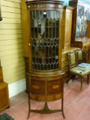 A 19th Century Sheraton style inlaid corner display cabinet, the Gothic beaded multi-paned top