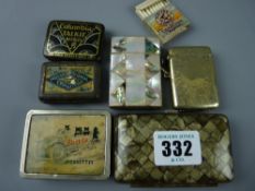 Vesta cases etc - a white metal case advertising Black Cat cigarettes, a tin for Bryant & Mays