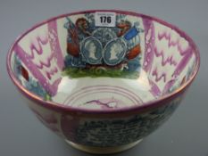 Sunderland lustre - a circular pedestal bowl 'The Mariner's Compass, May They Ever Be United', '