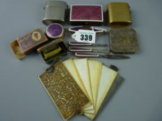 A collection of vintage lady's items including a Victorian carved Oriental ivory dance marker, two