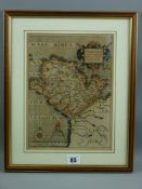 A coloured and tinted map of Anglesey by CHRISTOPHER SAXTON - 26.5 x 19 cms
