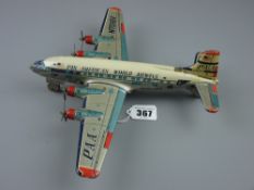 Toys - a Pan American World Airways tinplate airplane labelled 'N7016V', 25 cms long