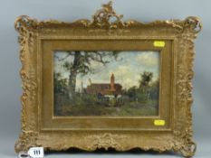 JOSE WEISS oil on board - rural cottage, signed and with original part legible title label verso, 16