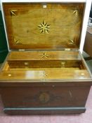 An excellent 19th Century carpenter's tool chest with rope carry handles, the lid opening to