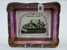 Sunderland lustre - an oblong ship plaque 'Retribution Steamer'