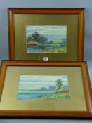 ABRAHAM HULK JNR watercolours, a pair - riverscapes with flying birds, each signed, 17 x 24.5 cms