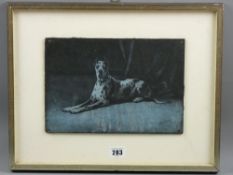 A painting on slate of a Great Dane by H DIPTMAZ, early 20th Century mounted on modern board and
