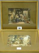 A pair of BAXTER prints - interior scenes, numerous figures looking at papers and contemplating