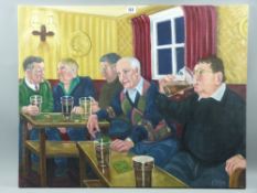 CARL F E HODGSON oil on canvas on stretcher, unframed - 'The Regulars' featuring five gentlemen