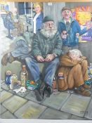 CARL F E HODGSON oil on canvas on stretcher, unframed - 'Today's Big Issue', signed with monogram,
