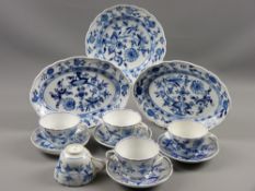 Meissen 'Onion' twelve pieces of blue and white porcelain including two 28 cms oval dishes, a 23 cms