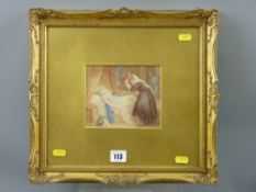 GEORGE CATTERMOLE watercolour - interior scene of a distressed lady and another figure at the
