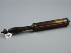 A good turned rosewood tipstave/truncheon, gilt decorated with 'V x R' and crown below, 40 cms long