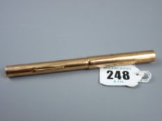 A nine carat gold screw top Swan pen by Mabie Todd, presentation inscription for 'C S Limbert on the