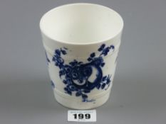 Worcester - a rare banded beaker decorated in the 'Fruit Sprigs' pattern with underglazed blue