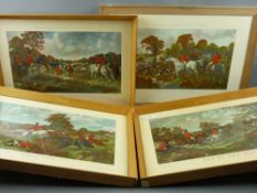 After J F HERRING SNR a set of four of 'Herring's Foxhunting Scenes' - 'The Meet', 'Full Cry', '