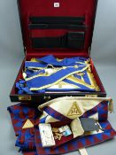 Two briefcases of Masonica including gilt adorned sashes and aprons etc and all relating to North