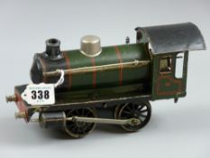 A gauge I Marklin wind-up locomotive in green and black livery, maker's mark to the front for