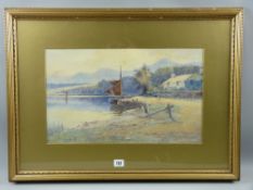 WARREN WILLIAMS ARCA watercolour - River Conwy ferry scene with ferry cottage, single masted boat