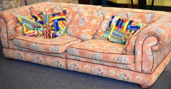 A large Chesterfield shape two seater settee (can be split for transportation/access) in heraldic