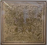 A good large embroidered silk panel of The Tree of Life (framed), 126cms x 120cms