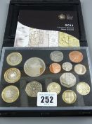 A cased Royal Mint 2011 fourteen coin proof set