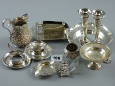 A quantity of small silver items including a two handled tazza, 8.9 troy ozs weighable silver, a