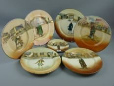 Seven Royal Doulton series ware plates designed by Charles Noke, 'Fagin' 16.5 cms diameter, 'Mr