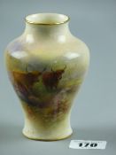 A Royal Worcester baluster vase, hand painted with Highland Cattle by Harry Stinton, signed, Royal