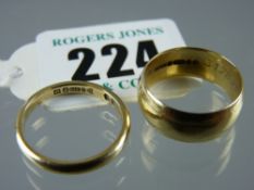 Two nine carat gold wedding bands, total 4.8 grms