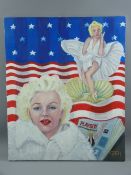 CARL F HODGSON acrylic on canvas - monogrammed, Marilyn Monroe, 59 x 48 cms