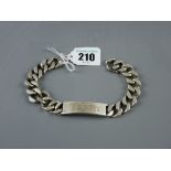 A 925 silver ID bracelet - 'Terry' with heavy white metal link chain, total 88 grms