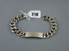 A 925 silver ID bracelet - 'Terry' with heavy white metal link chain, total 88 grms