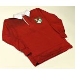 SPECIAL EDITION RUGBY RED JERSEY WITH DUAL CREST FOR WALES & ROMANIA, non-numbered, internal label